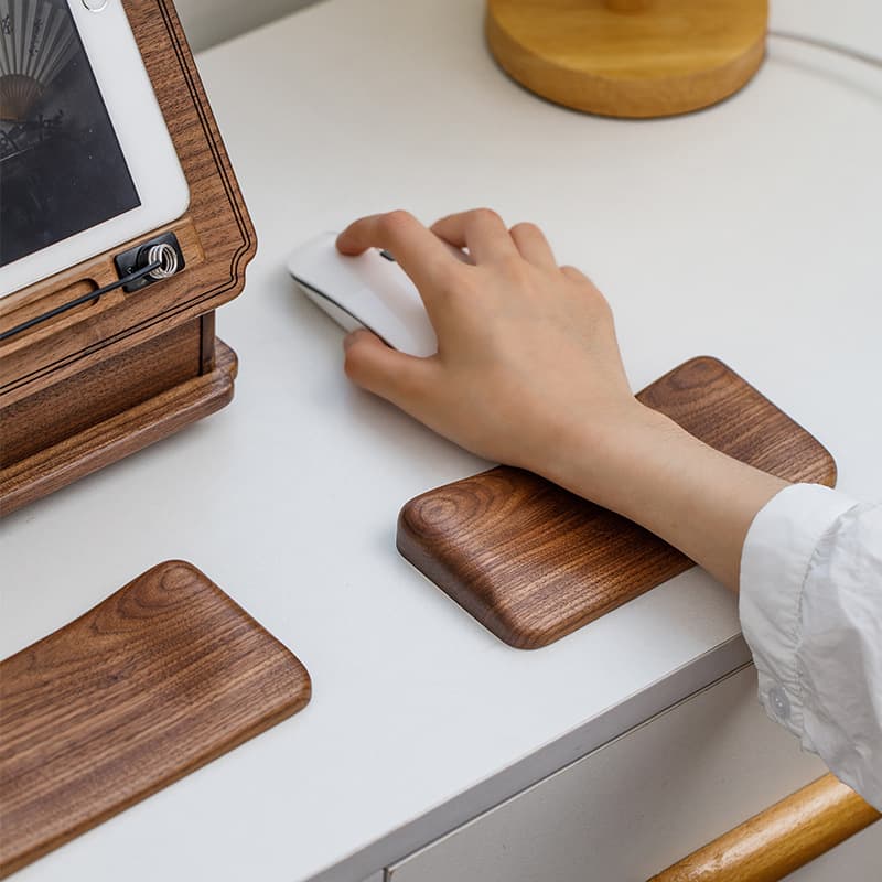 Black Walnut Solid Wood Mechanical Keyboard Wrist Rest, Wooden Mouse Wrist Support and Elevated Wrist Cushion