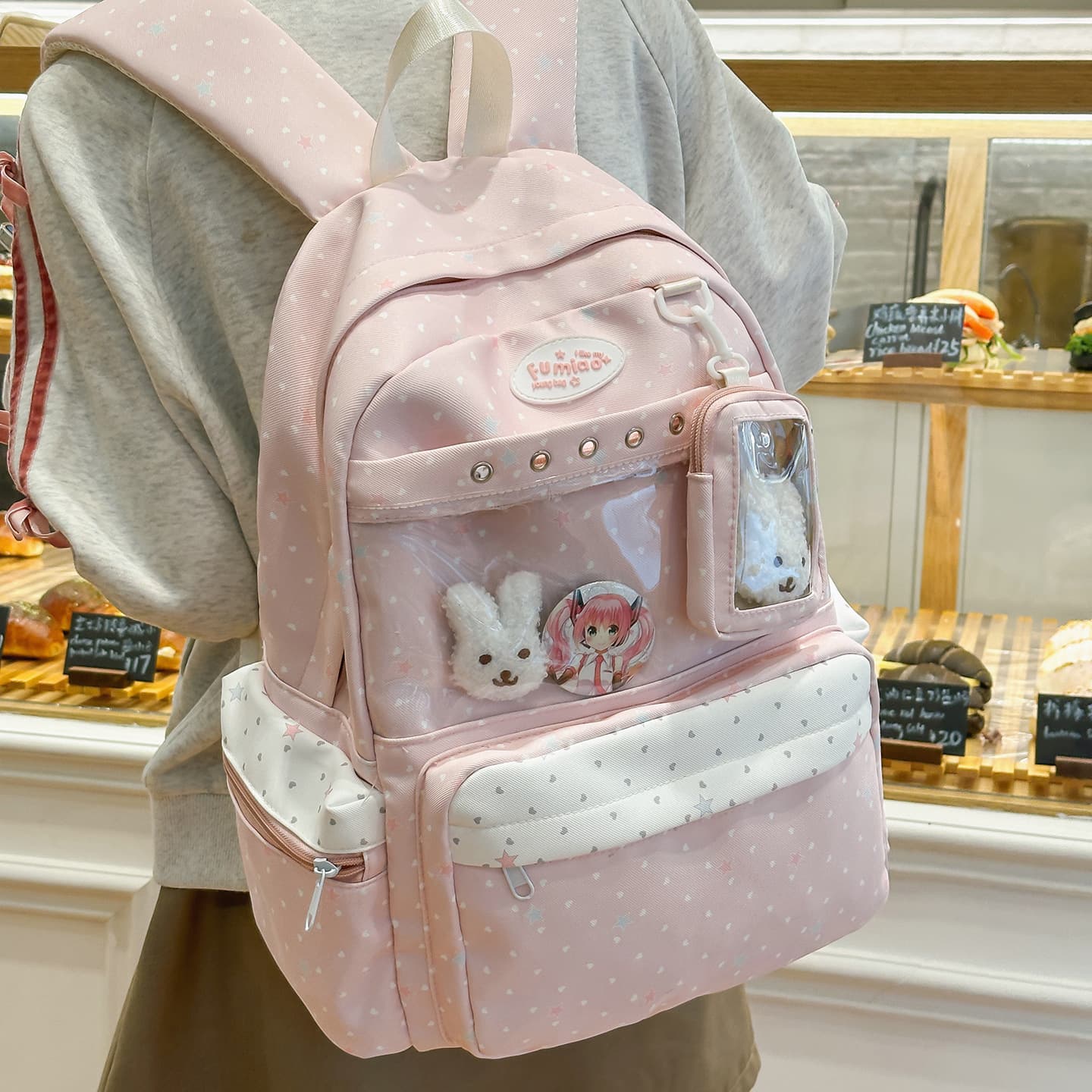 Japanese star printed school bag female ins niche new sweet pain bag youth campus primary and secondary school student backpack
