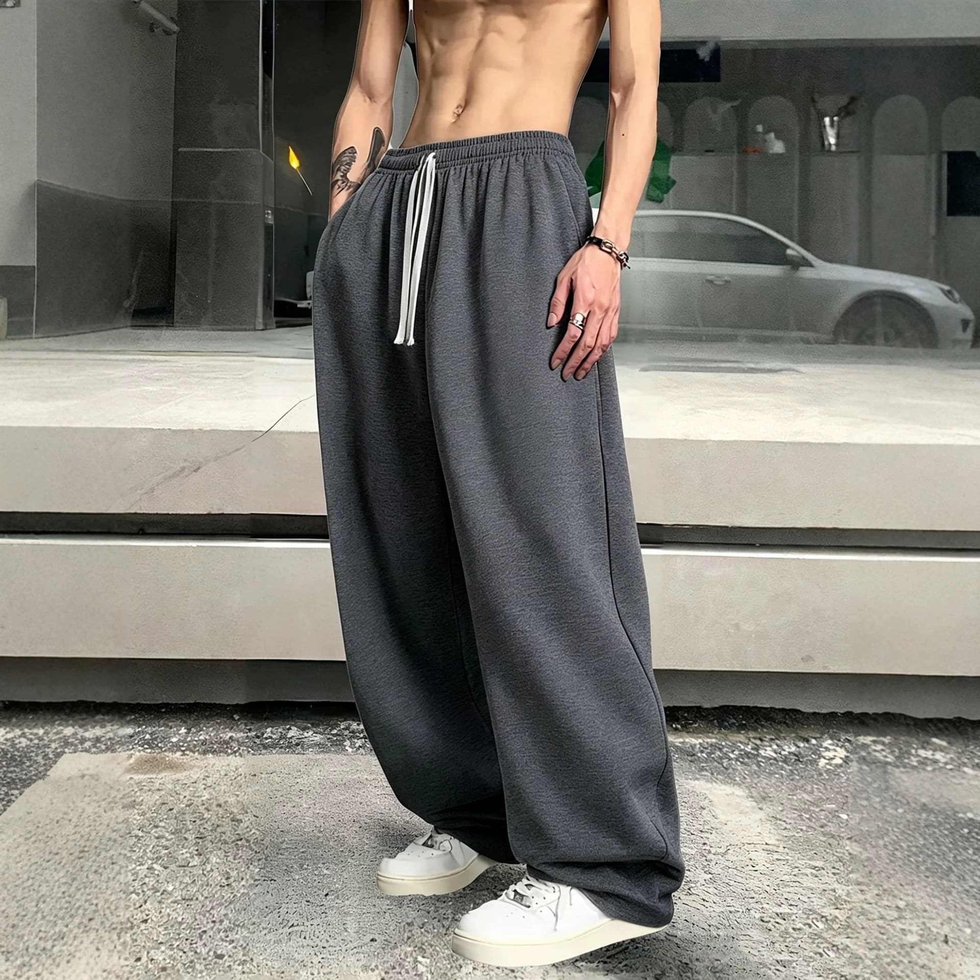 2026 AliExpress Summer Men's Casual Drawstring Elastic Waist Solid Color Lounge Pants Sports Pants Wholesale In Stock