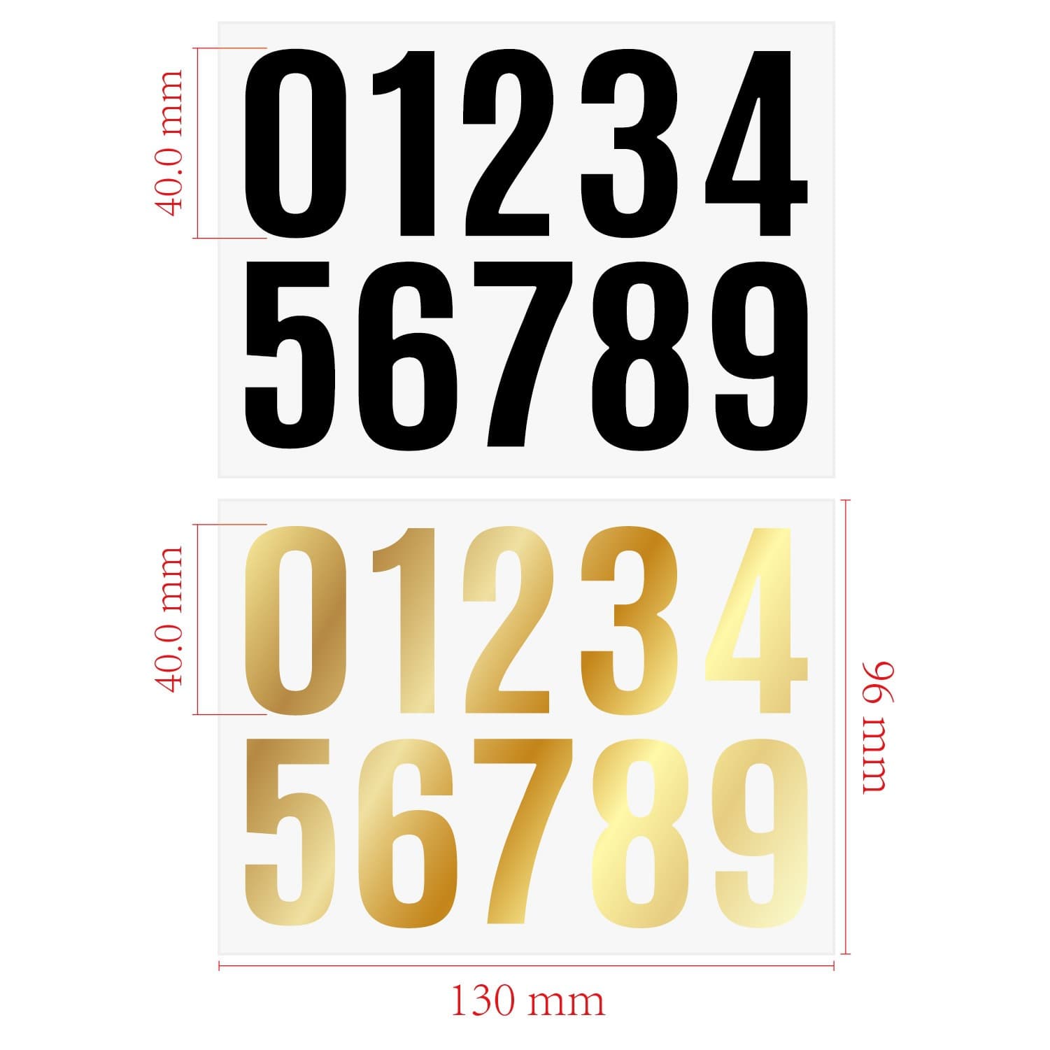 Gold Foil Number Stickers Wholesale 4cm 0-9 Office Marking Index Classification Waterproof Self-Adhesive Labels
