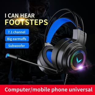 Cross-border In Stock Gaming Headset Wired 7.1 Surround Sound Esports Headphones with Mic for Computer, Laptop