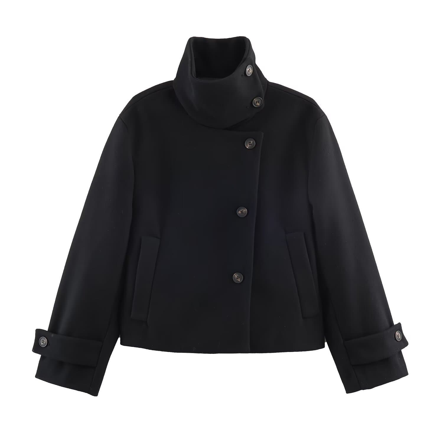 2025 winter new arrival European and American cross-border women's street fashion stand collar short coat w021 82871