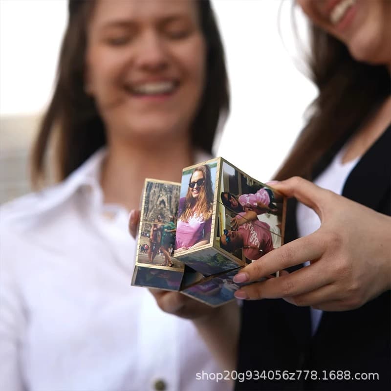 Cross-border Personalized Creative Solid Wood Block Photo Wooden Cube for Couples, Friends, Wedding Anniversaries, and Birthdays