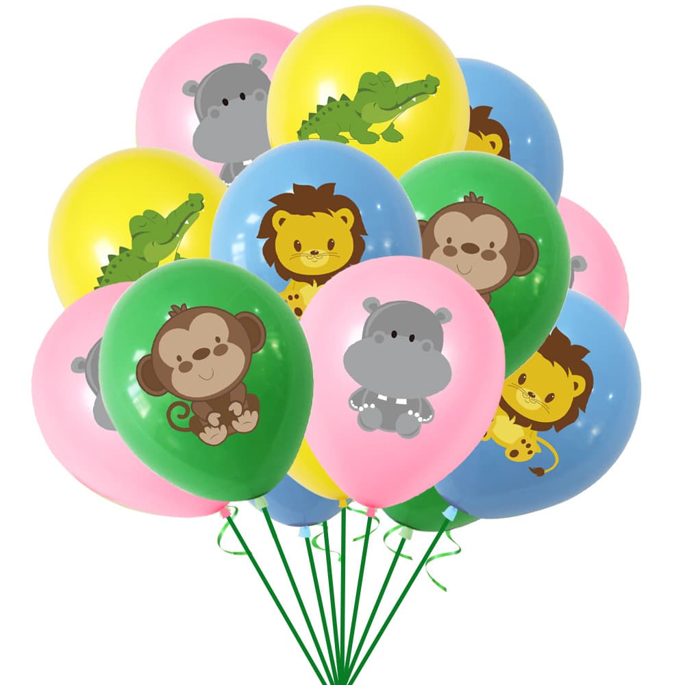 Jungle Animal Print Latex Balloon Set, Safari Animal Kids Birthday Theme Party Decoration Supplies