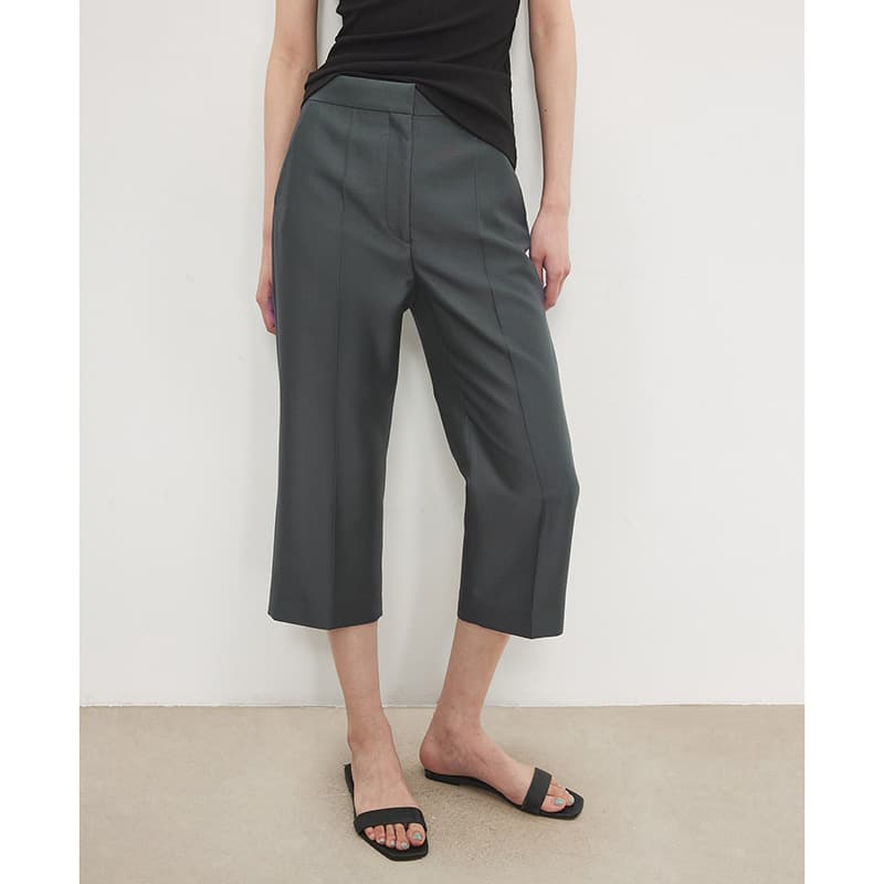 In Stock Ultra Low Stretch Return King Italian / Silk Wool Crepe Micro Flare 7/8 Trousers Draped Suit Pants