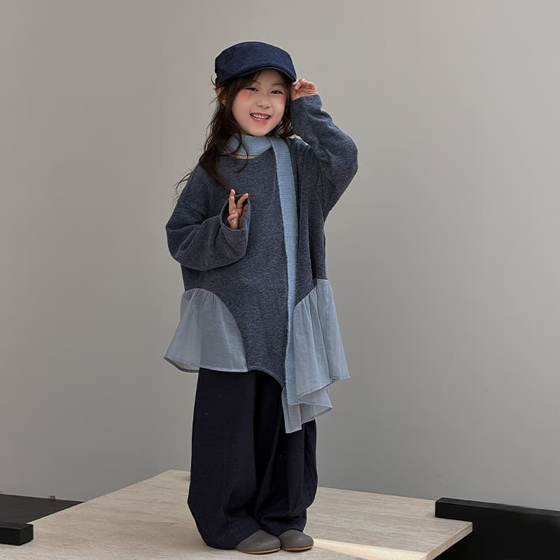 Girls Korean Style Sweet Irregular Hem Patchwork Long Sleeve Top Autumn Kids Casual Pants Two-Piece Set