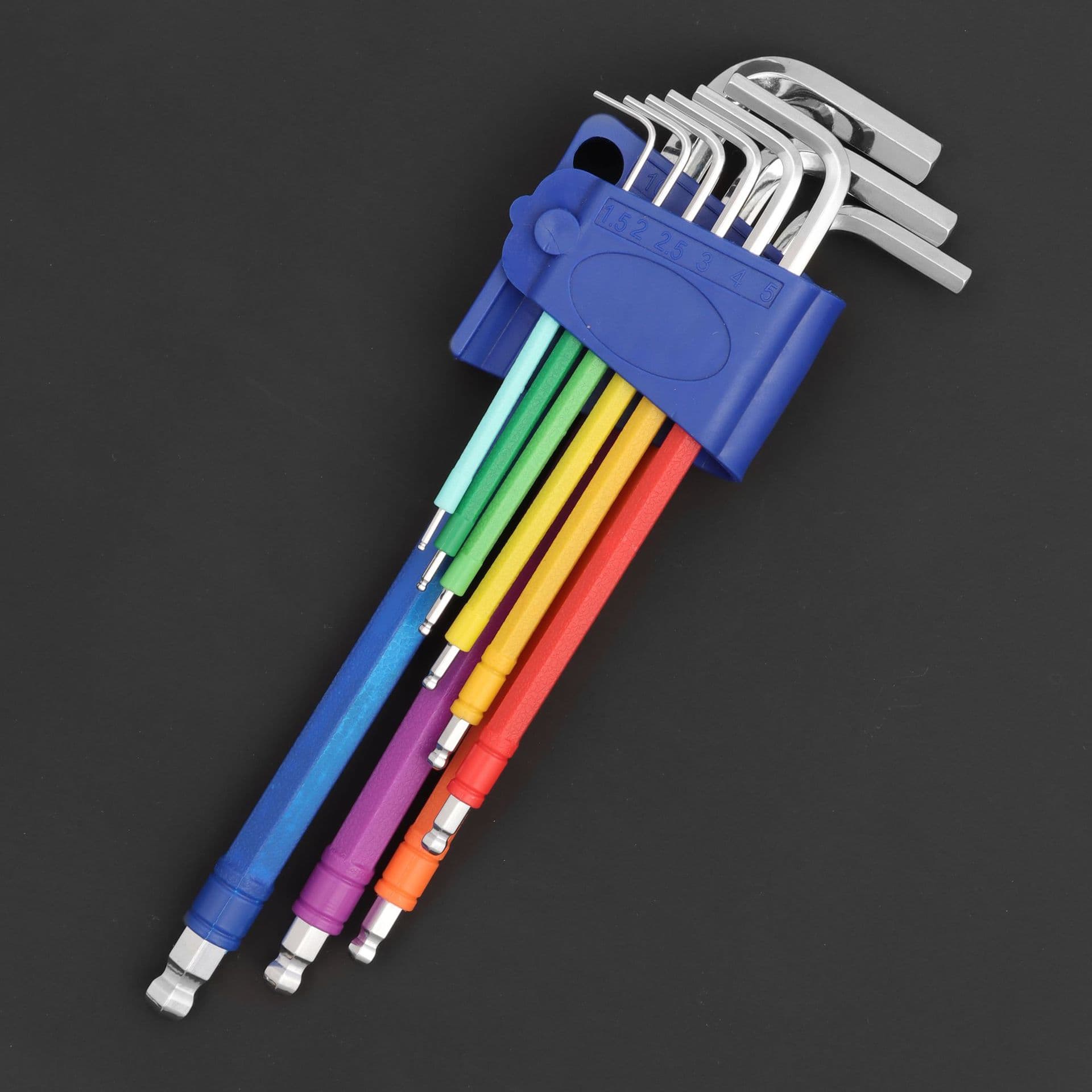 9-Piece T-Handle Hex Key Set, Long Arm Ball End Hex Wrench Set, Sold Individually