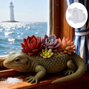 Lizard Cement Scented Plaster Cup Mold DIY Resin Storage Cup Flower Pot Decoration Silicone Mold
