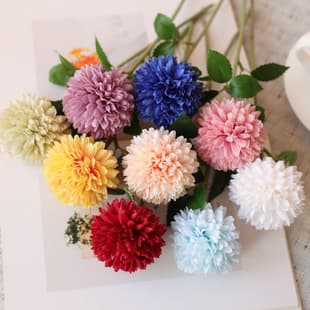 Simulation Dandelion Single Stem Ball Chrysanthemum Silk Flower Bouquet Wedding Decoration Flower Wall Amazon Hot Selling Artificial Flower Wholesale