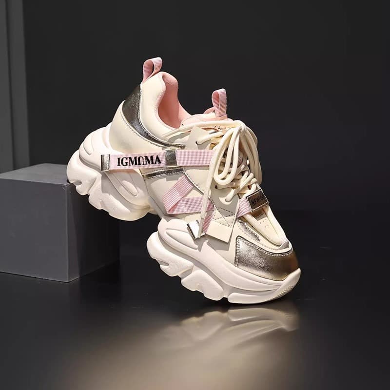 Thick-soled Chunky Dad Sneakers for Women 2024 Autumn Winter New Casual Trendy Versatile Lightweight Breathable Sports Shoes