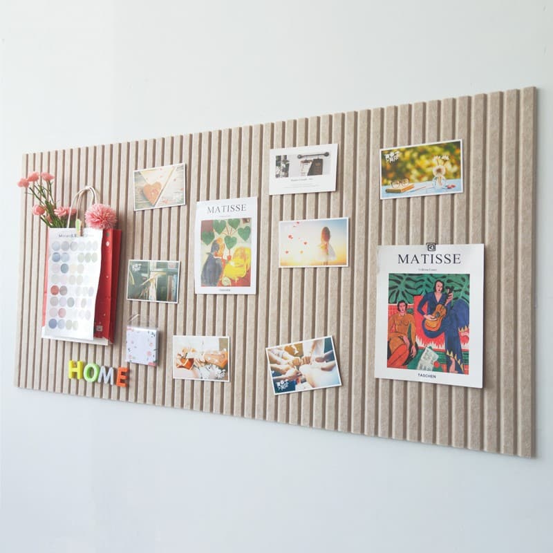 Vertical Stripe Felt Board Photo Wall for Living Room/KTV Decoration Background, Self-Adhesive No-Drill Photo & Memo Display