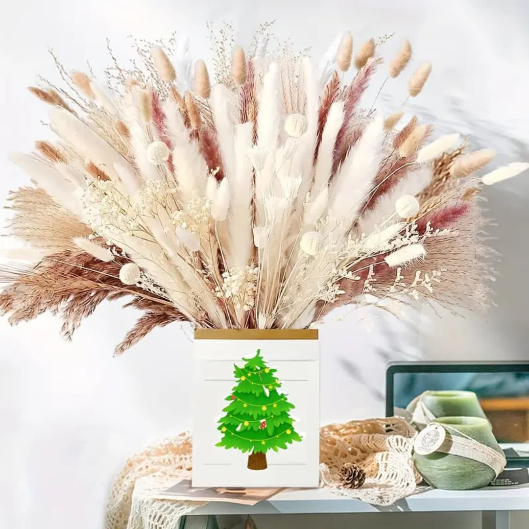 Dried Flower Pampas Bohemian Decoration Small Reeds Baby's Breath Gypsophila Mixed Dried Flower Bouquet