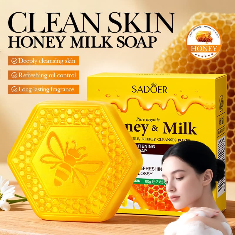 Cross-border Honey Milk Moisturizing Soap 80g with Foaming Net, Cleansing Body Bath Soap, Foreign Trade Skincare Products Wholesale