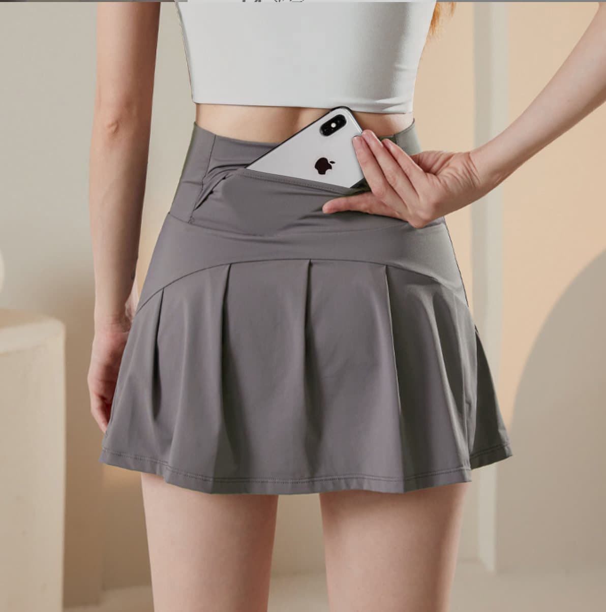 Lulu Style Skort Nylon High Stretch Ice Silk Tennis Skirt Thin Breathable Yoga Anti-Exposure Sports Skirt for Women