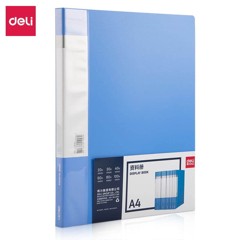 Deli 5002ES Series Document Holder, 20-page A4 Transparent Insert Bag, Office Storage Folder, Multi-layer File Book