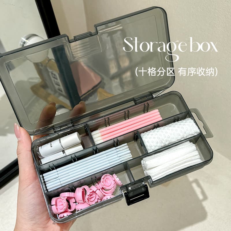 Eyelash Extension Tool Storage Box Detachable Beauty Tool Case Makeup Artist Minimalist Large Capacity Clear Plastic Organizer