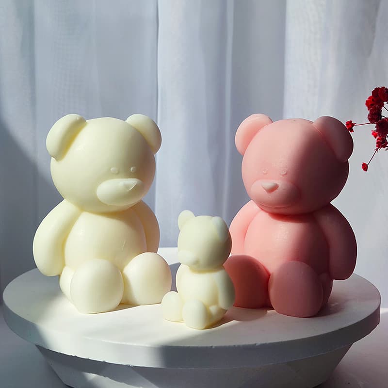 Handmade Silicone Baking Candle Mold Cartoon Animal Large Size Sitting Bear Candle Mould for DIY Aromatherapy Candle Making