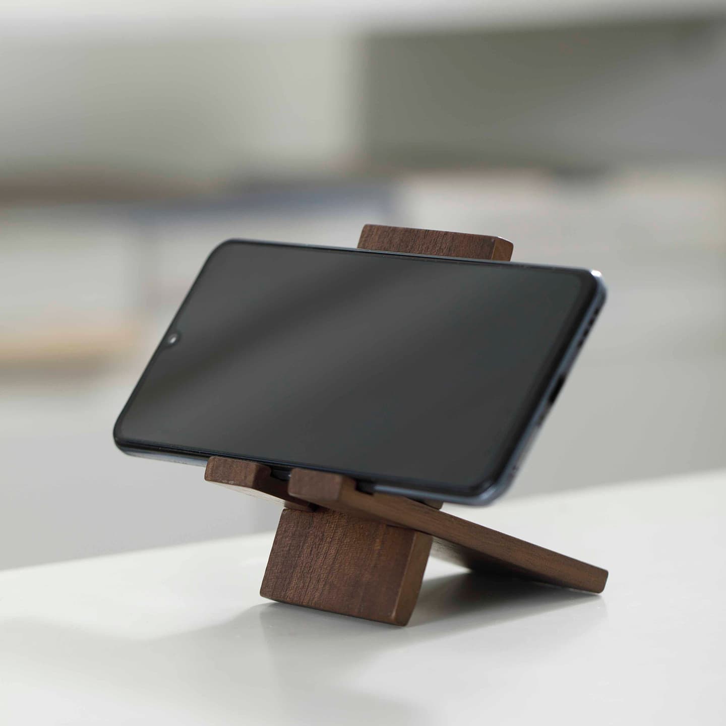 Black Walnut Wood Phone Stand, Desktop Phone Charging Dock, Portable Detachable Lazy Phone Holder, Solid Wood