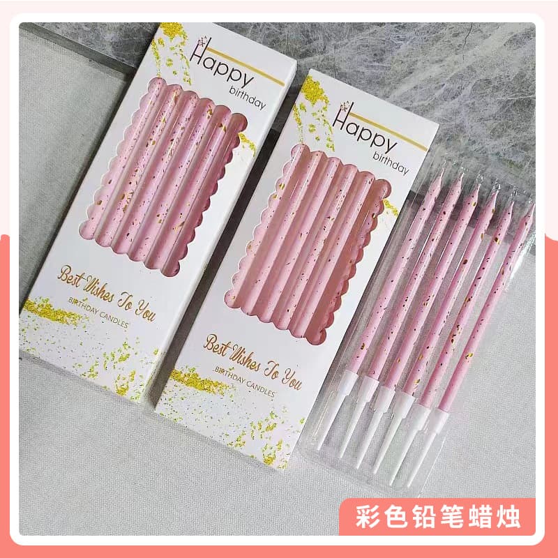 Colored Pencil Candle Long Stick Smoke-Free 6-Pack for Birthday Party Cake Creative Birthday Candles