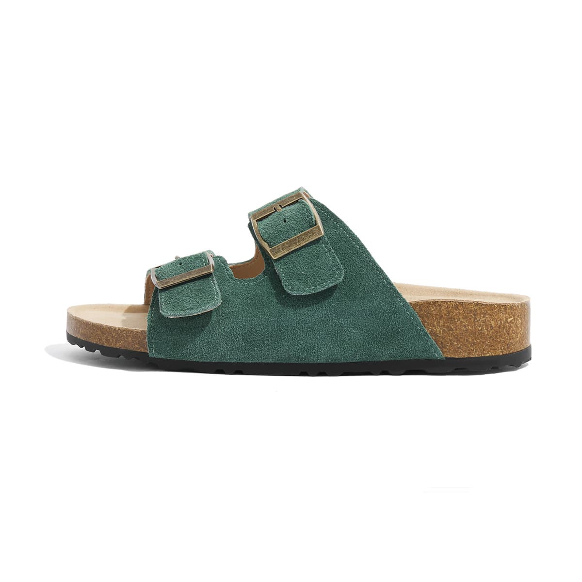 Genuine Leather Birkenstock Sandals for Women, Slip-On Double Buckle Non-Slip Beach Shoes, Flat Casual Summer Outdoor Shoes