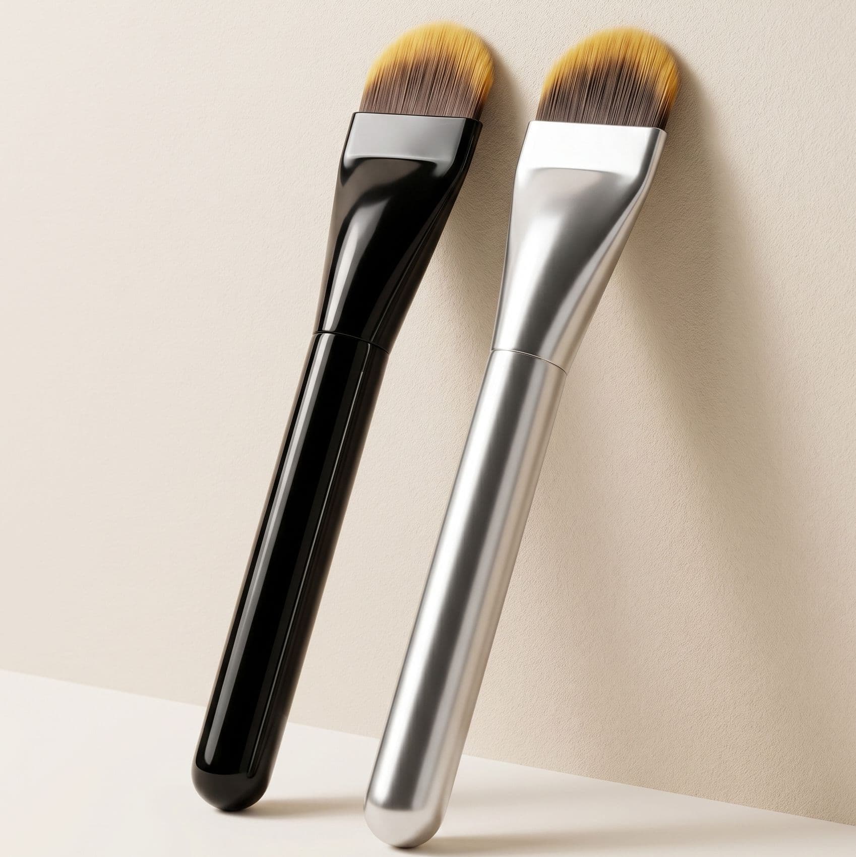 New Tongue-Shaped Foundation Brush with Flat Head, Ultra-Thin, Non-Absorbent Makeup Brush, Curved Foundation Brush, Beginner Beauty Tool