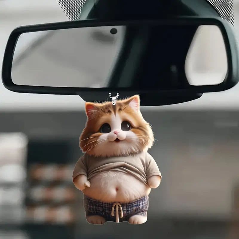 Cross-border Acrylic Cute Cat Pendant Car Interior Decoration Backpack Keychain Ornament Chin-resting Cat