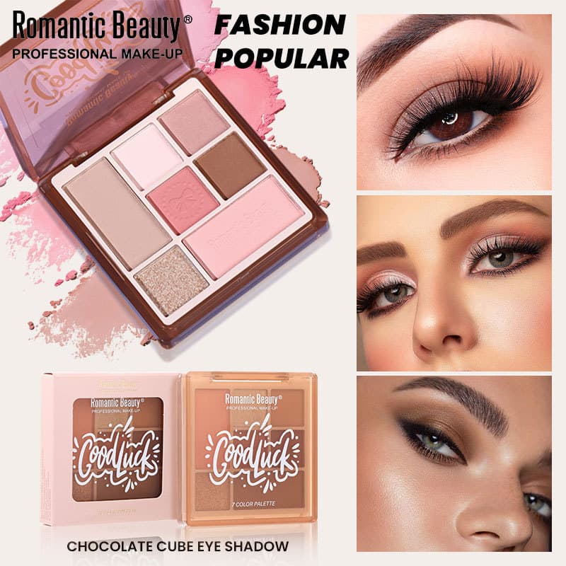 Cross-border 7-color eyeshadow palette brown smoky nude shimmer eyeshadow palette natural long-lasting beauty bead matte makeup