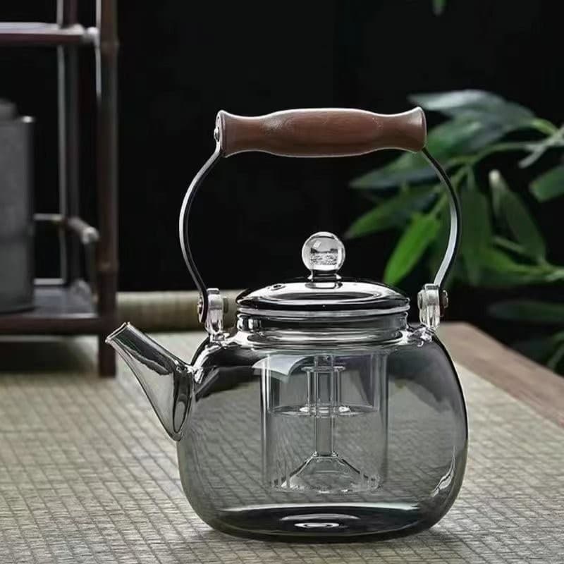 Starlight Bead Handle Teapot, Integrated Steaming and Boiling with Inner Pot, Solid Wood Handle Automatic Gongfu Tea Set Complete with Teapot