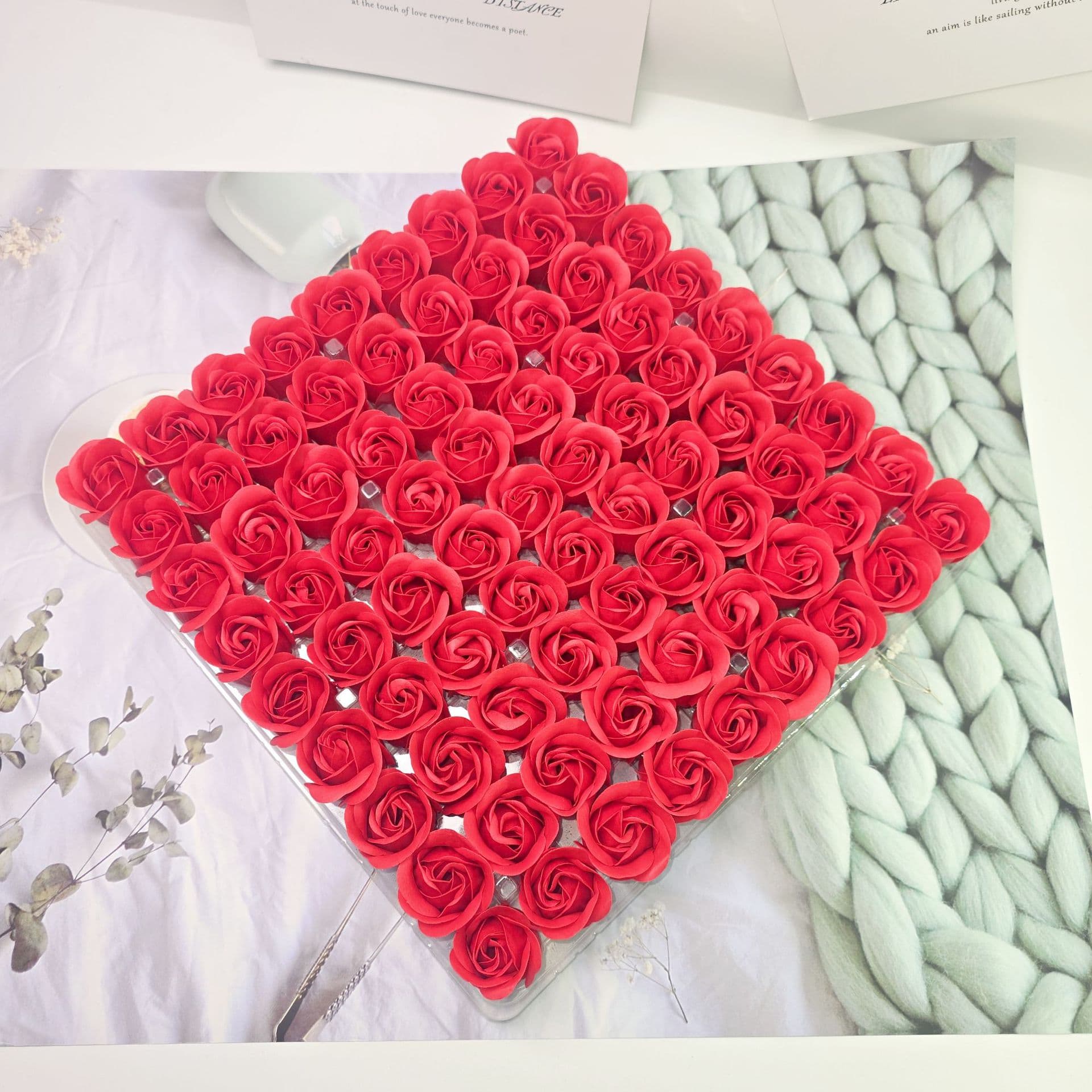 Soap Flower Three-Layer No Base Flower Head 4.0 Artificial Soap Rose Head for Holiday Gift Box Assembly