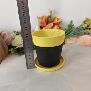 DIY Nordic Simple Ceramic Flower Pot, Fashionable Two-Color Plant Pot with Tray, Red Clay Pot, Planting Potted Plant Pot