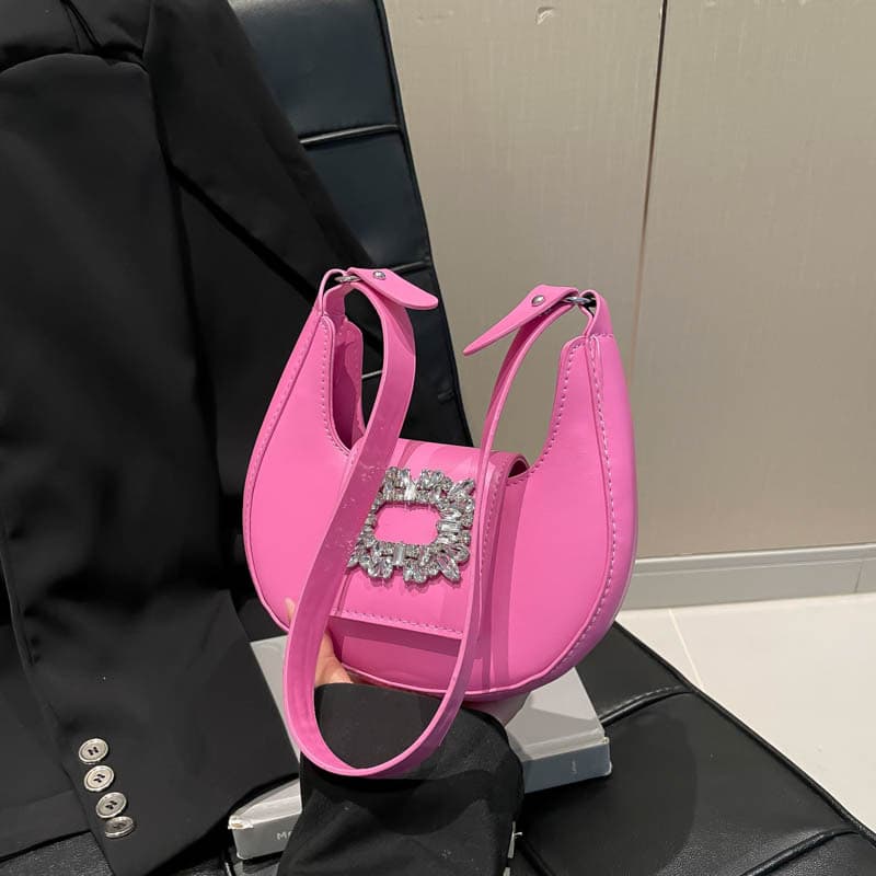 2025 Solid Color Simple Trendy Spring New Fashion Large Capacity Casual Crossbody Shoulder Crescent Women's Bag