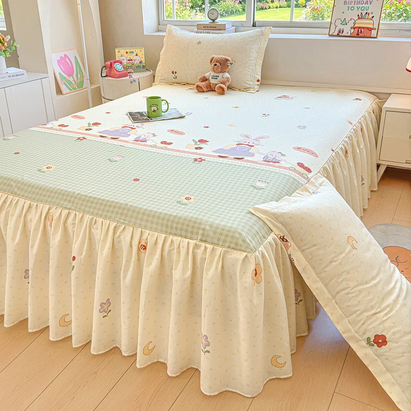 2026 New Princess Style Bed Skirt Single Piece Pure Cotton Dust Cover Bed Skirt Mattress Cover Concealing Bed Sheet