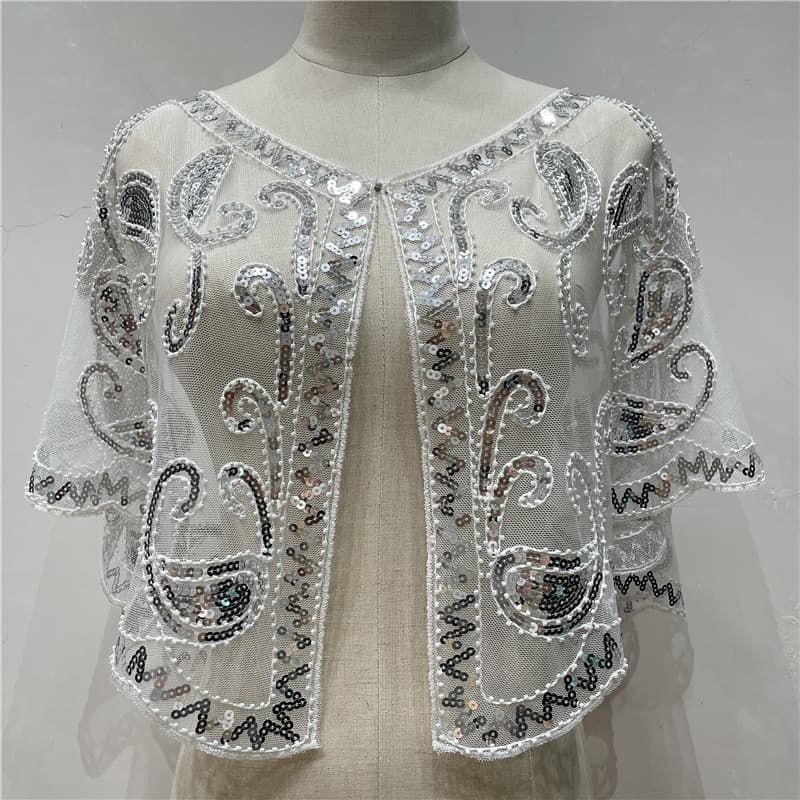 Drop Shipping Large Size Women's New Shawl Cardigan European and American Thin Sequined Dress Beaded Jacket