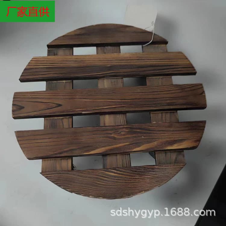 Wooden Plant Pot Tray with Wheels, Load-Bearing Movable Plant Pot Stand, Swivel Caster Base Tray Roller Round Plant Pot Tray