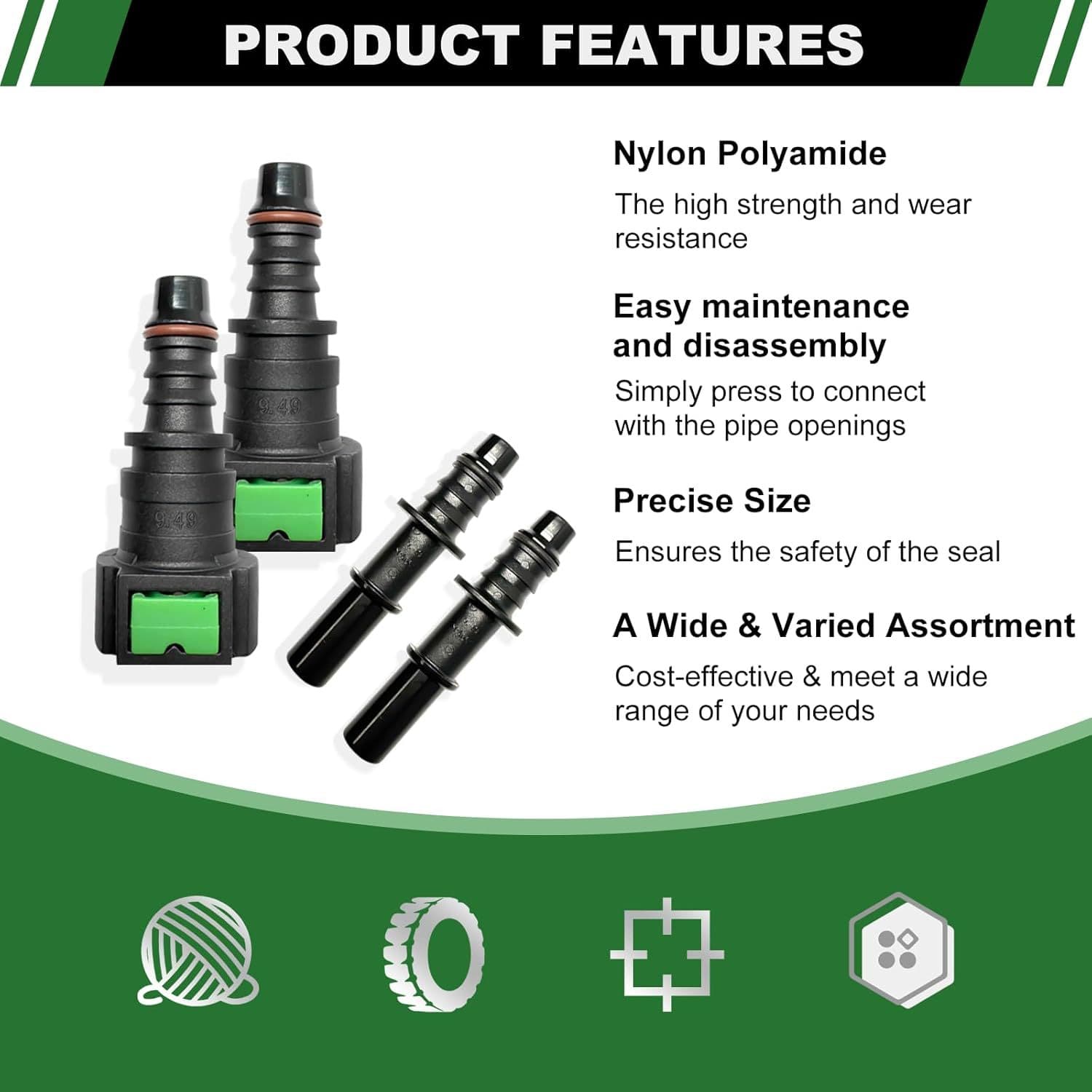 9.89mm*ID8mm fuel pipe quick-connect male connector