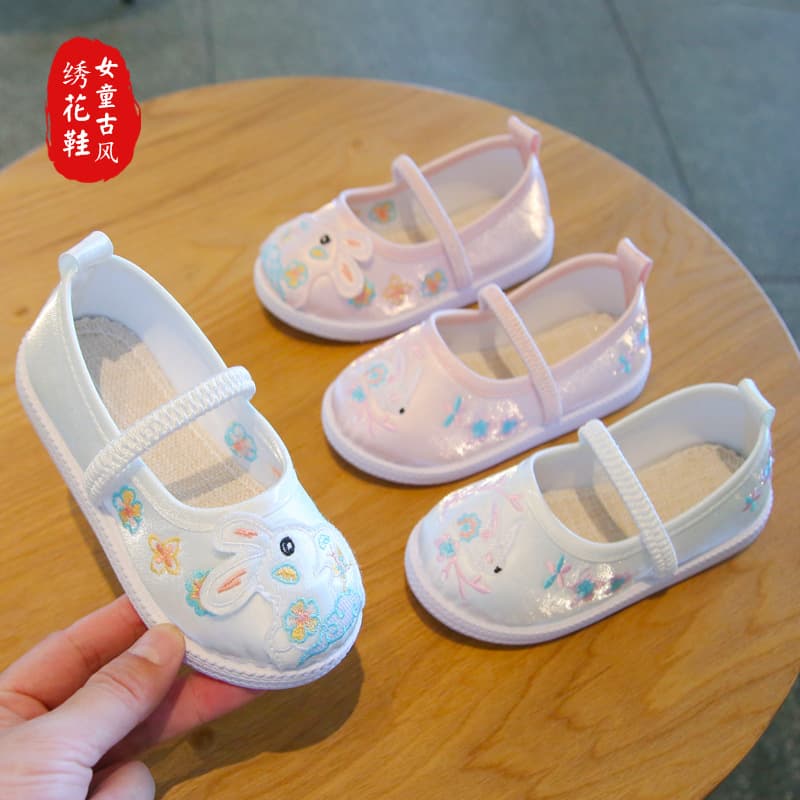 Girls' Embroidered Shoes Children's Cloth Shoes Old Beijing Chinese-style Ancient Costume Shoes Baby Hand-embroidered Hanfu Shoes Tang Suit
