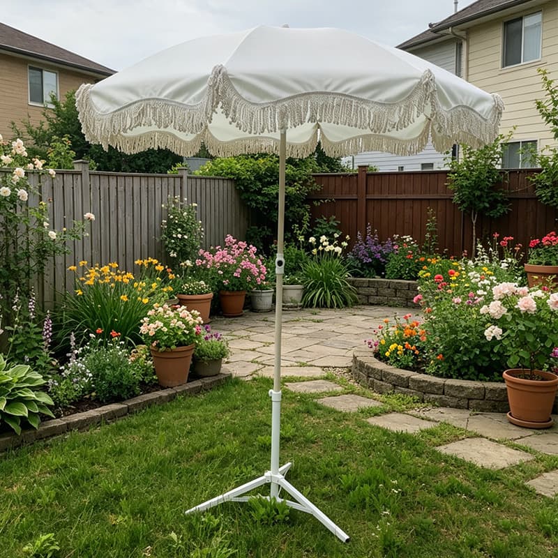 Tassel Patio Umbrella for Courtyard, Homestay Photo Decoration, Sun Protection Umbrella for Garden, Beach, and Resort, Center Pole Umbrella, Cross-Border Supply