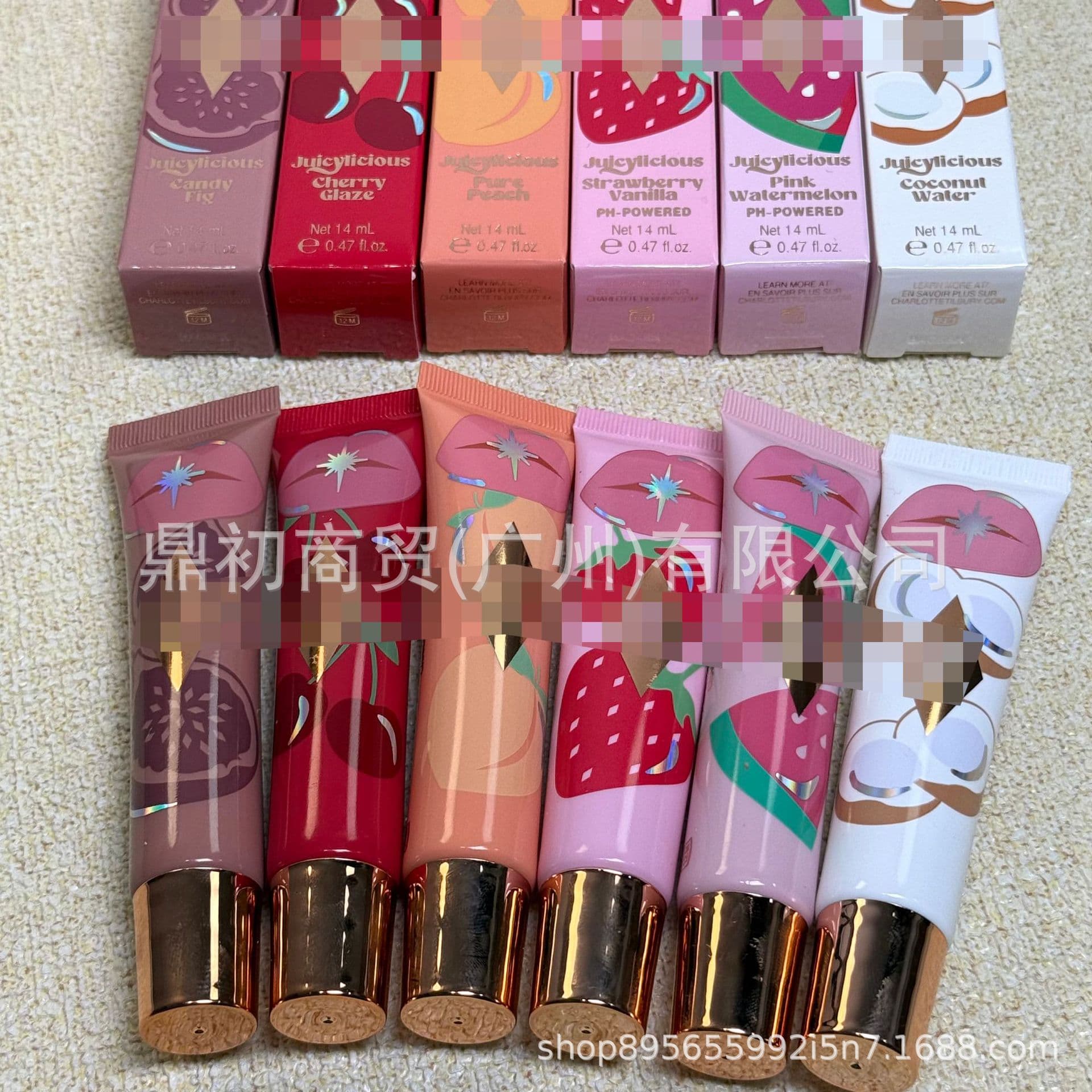Spot CT jelly lip gloss lip care essence mirror water light moisturizing lip glaze 14ml 6 colors Strawberry