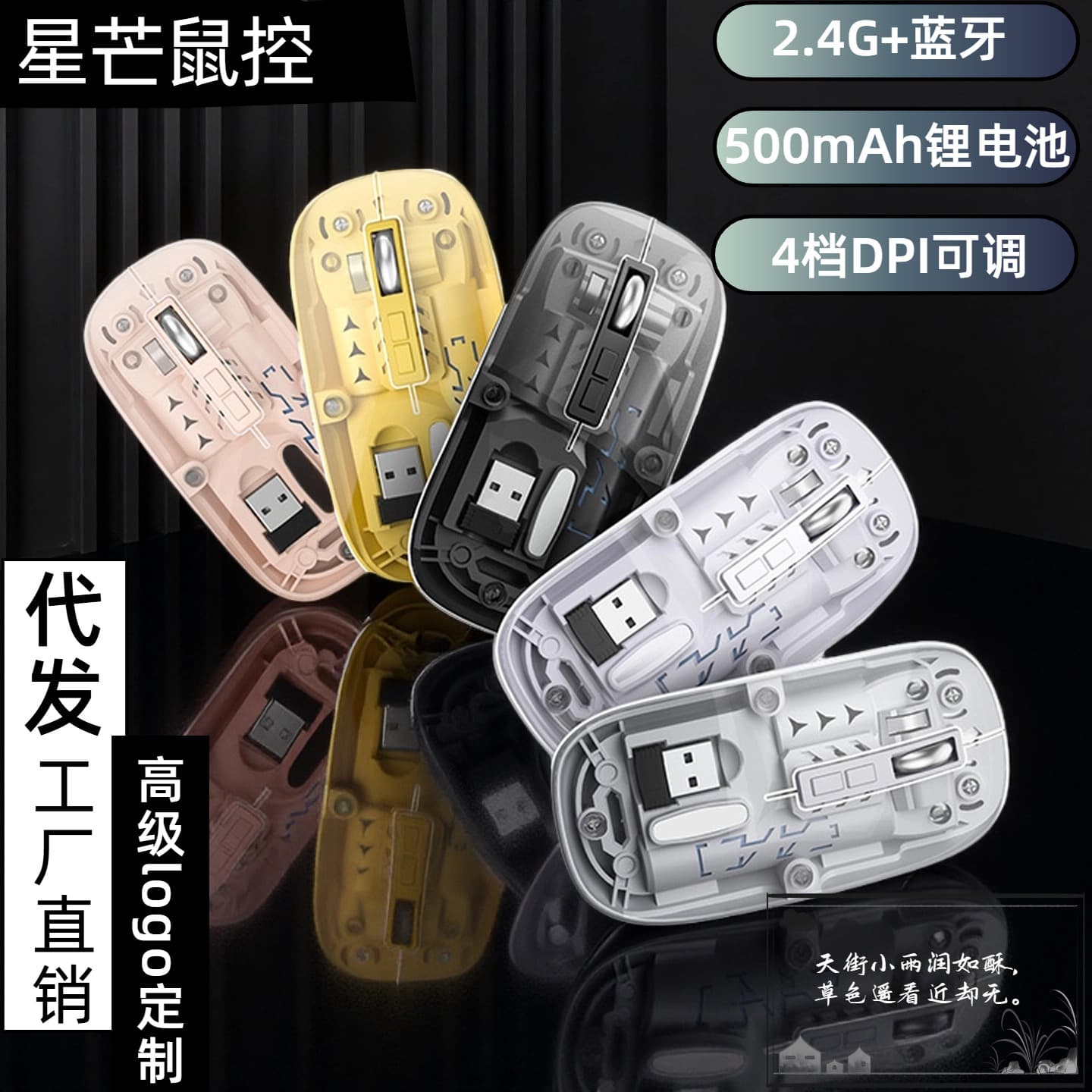 New Wireless Bluetooth Dual-Mode Mouse Transparent Design Super Cool Silent Magnetic Office Gaming Wireless Mouse