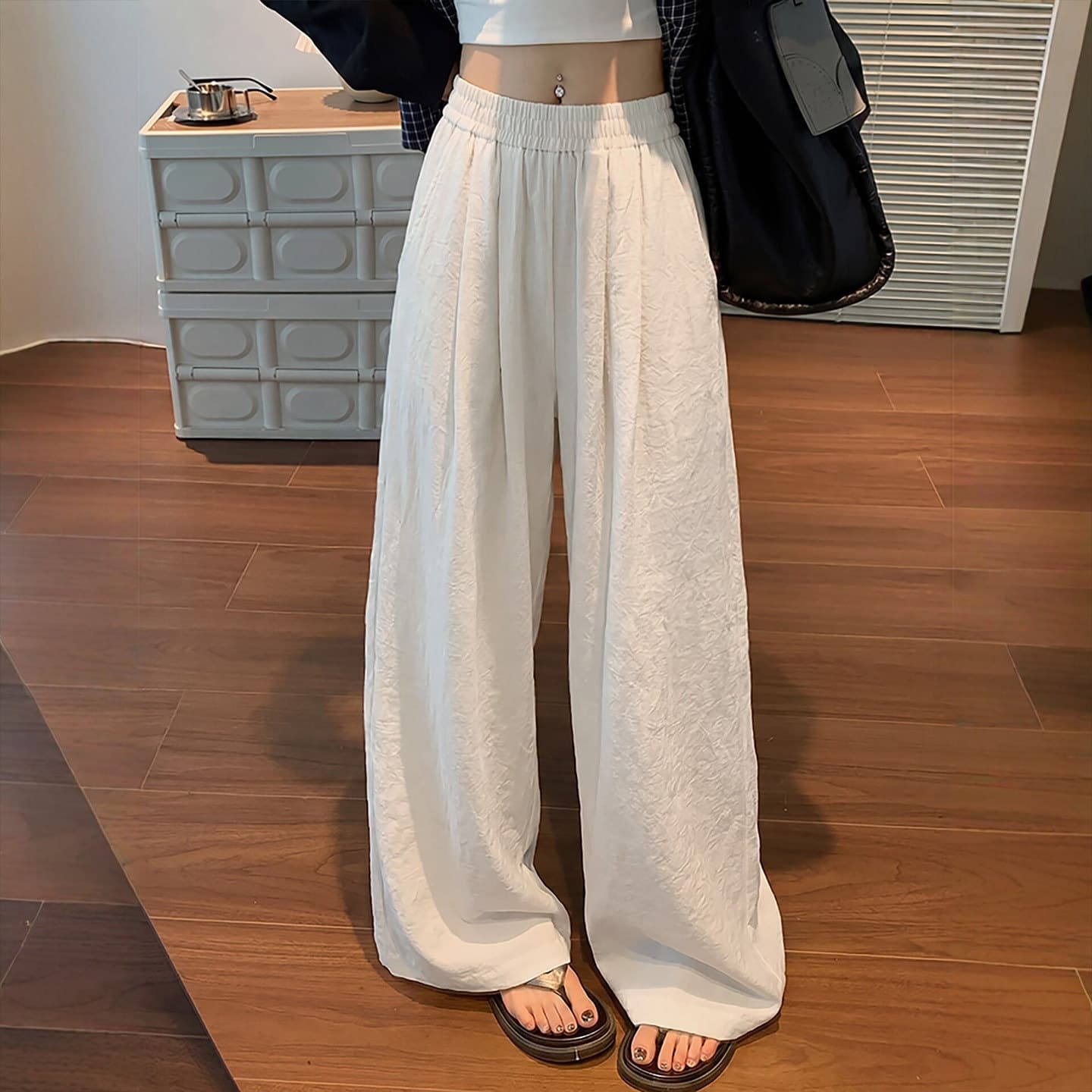 Nai Fu Shan Ben Pants Summer Thin Women's 2026 New Drape Loose Casual Pants Comfortable Trendy Ice Silk Wide Leg Pants
