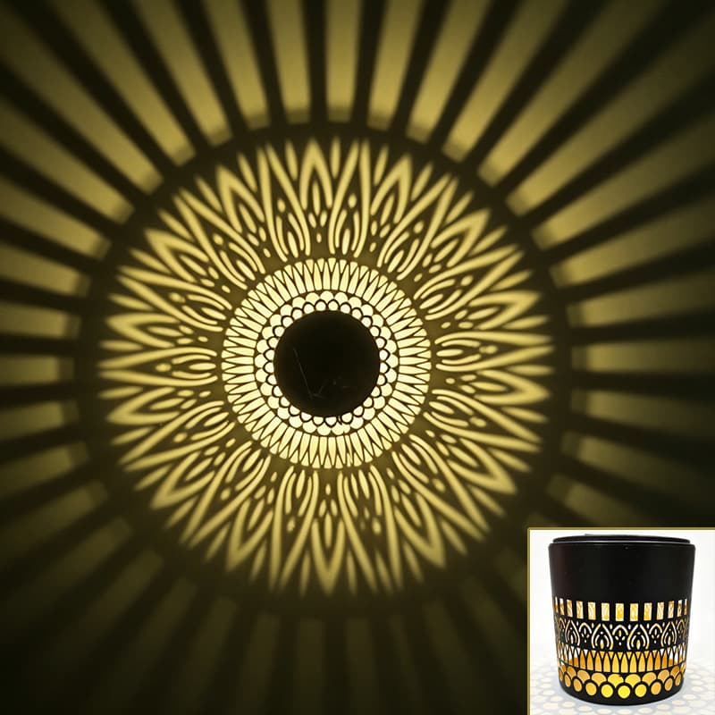 Cross-border Solar Outdoor Wall Lamp Wheel of Life Projector Lamp Courtyard Wall Lamp Hollow Lawn Lamp Garden Decoration