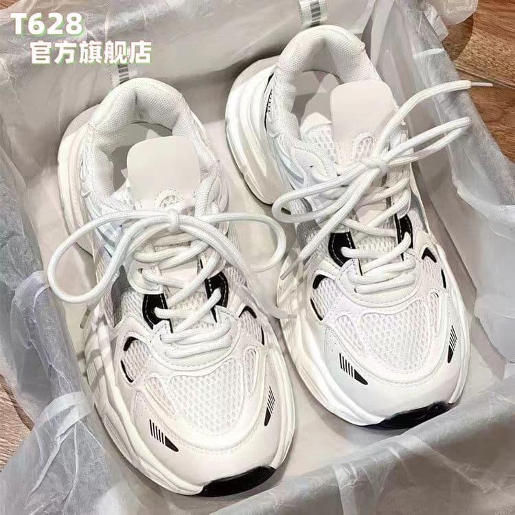 Dad Sneakers Women 2024 New Summer Mesh Shoes Breathable Casual Sports Shoes Versatile Thick Sole White Shoes