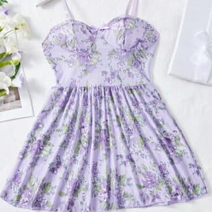 Cross-border Purple Underwire Sexy Slip, Sexy Lingerie, Export Mesh Nightgown, European and American Spaghetti Strap Dress, Pastoral Style