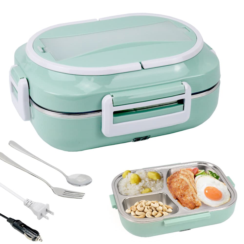 Drop shipping 60W leak-proof rapid heating electric lunch box, plug-in thermal 2-in-1 lunch box, origin supply