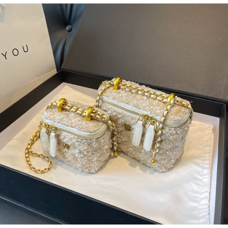 French Mini Chain Bag for Women 2025 New Style Small Square Bag Chanel-Style Tweed Box Bag Crossbody Bucket Bag