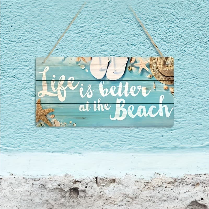 Cross-border New Wooden Summer Life at the Beach Wall Hanging Sign Garden Fence Decoration Home Decor