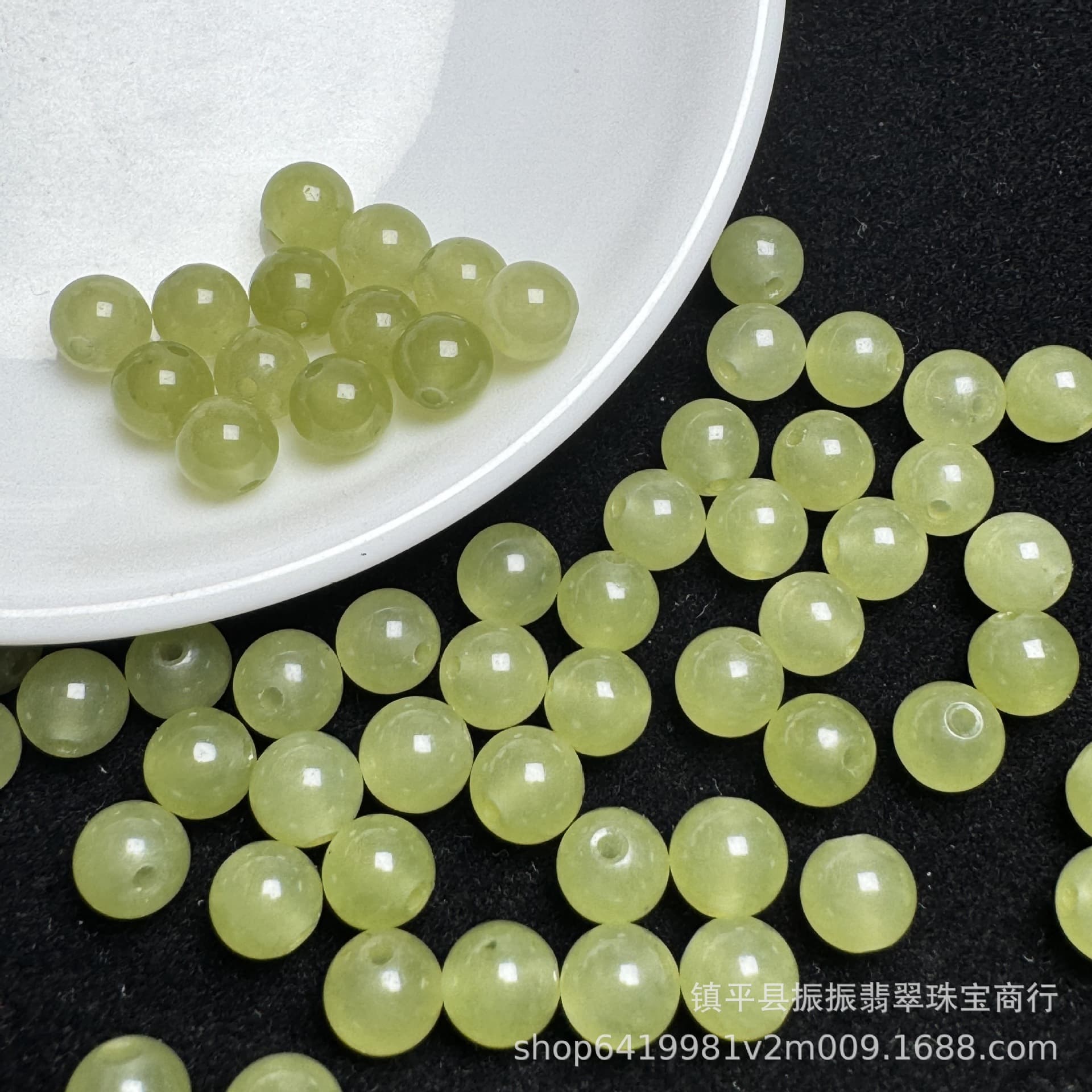 Wholesale of Hetian jade green round beads, DIY jade jewelry, bracelets, necklaces, and spacer beads.