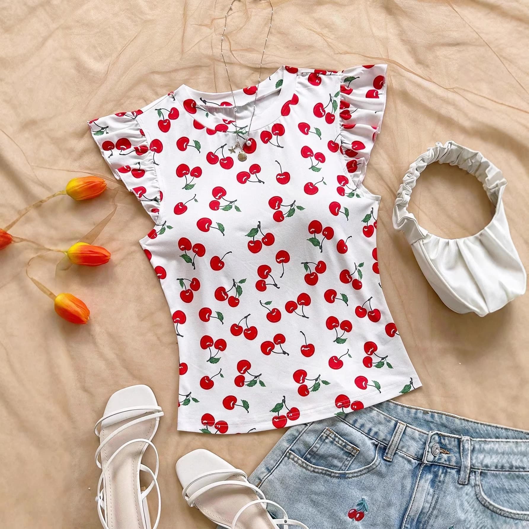 2026 cross-border INS women's summer round neck small flying sleeves source manufacturer wholesale foreign trade Amazon summer leisure