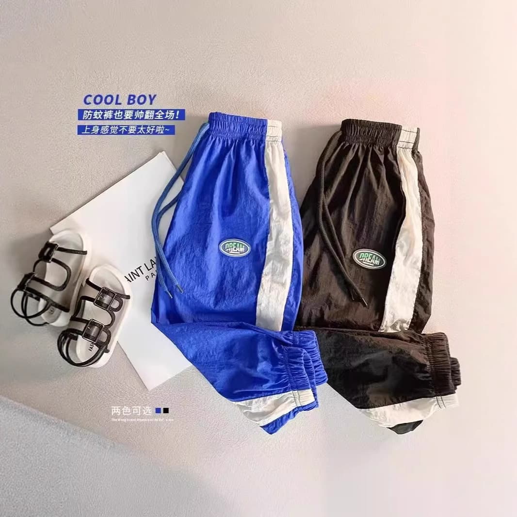 2024 Summer New Boys Thin Breathable Anti-Mosquito Pants Children Baby Stylish Cuffed Casual Sports Pants Trendy