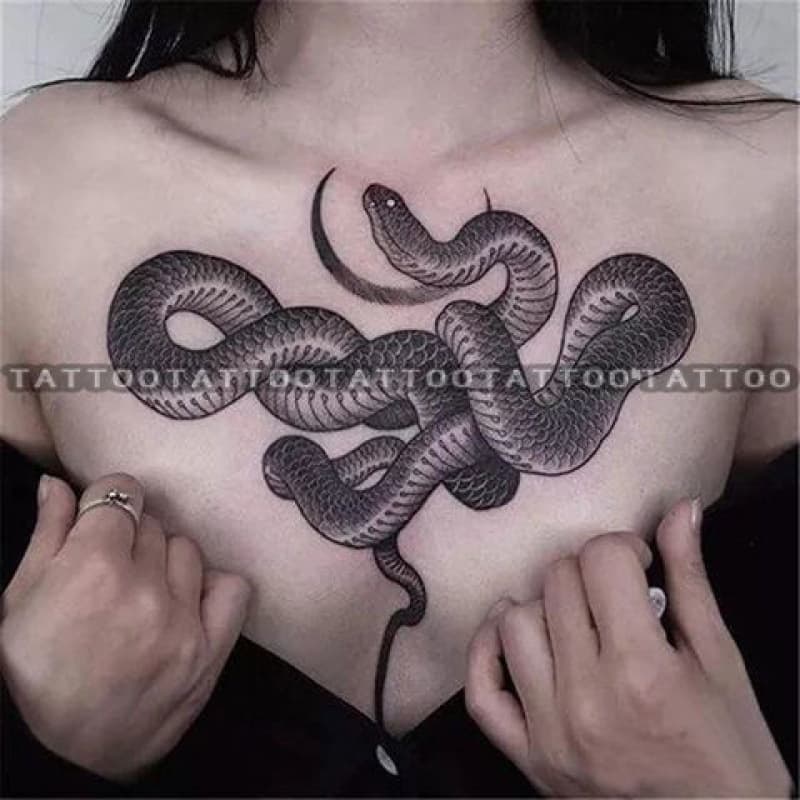 Black Snake Python Tattoo Sticker Waterproof Men Women Long-Lasting Floral Arm Double-Headed Snake Leg Arm Fake Tattoo Sticker